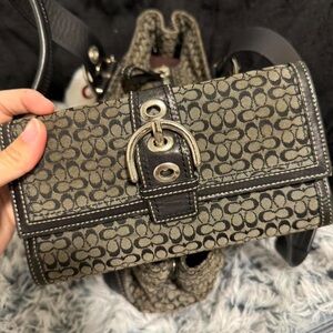 Coach Black and Brown Signature Wallet